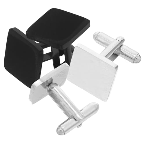 Image of NIYANGLE 2pairs Square Stainless Steel Flat Cufflinks Mens Shirt Accessories for Business Wedding Groom Boyfriend