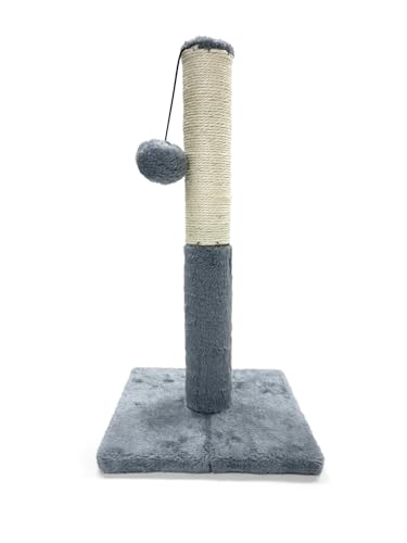 Webeasy Kratzbaum, 48 cm hoch, Krallenkratzer, Sisalseil, überzogen, weicher glatter Plüsch, vertikaler Kratzer [volle Strech], modernes Design, 48 cm Höhe, Grau