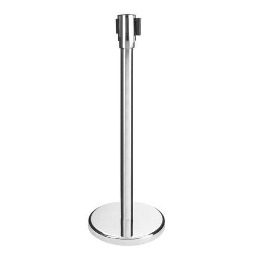MovilCom® - Señalización Divisora Homologada Poste Separador Inoxidable Con Cinta De 2 Metros Color Rojo Acero Inoxidable 91x51x32mm Alta Calidad