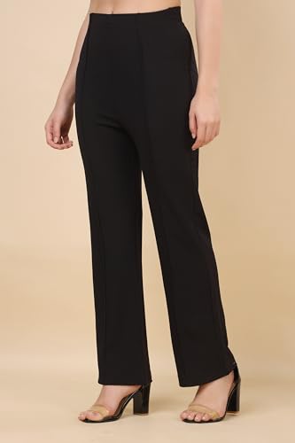 Image of Women's Polycotton Comfort Fit Straight Trousers - Lightweight, Flexible & Skin-Friendly Pants for Work, Travel & Casual Style