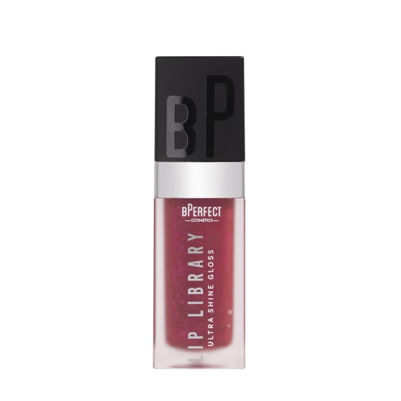 BPerfect Lip Library Lip Gloss - High-Shine Hydrating Gloss with Jojoba Oil, Shade Heart-throb (Cool Berry Red)