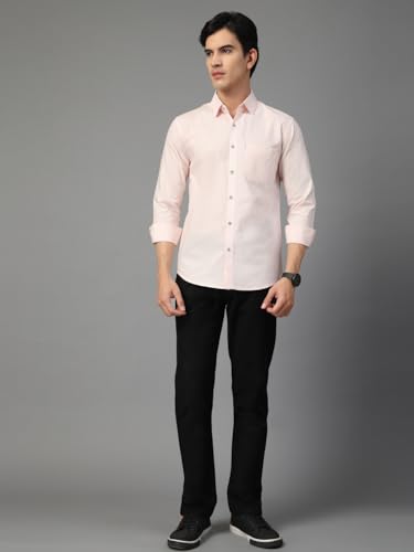 Image of Majestic Man Solid Cotton Casual Shirt - Slim Fit, Full Sleeves, Premium Button Closure