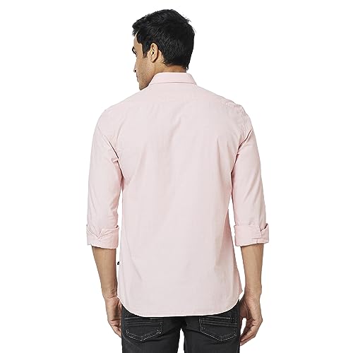 Image of Parx Men's Pure Cotton Solid Pattern Slim Fit Semi Cutaway Collar Full Sleeve Casual Shirt