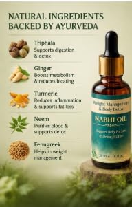 Image of Nabhi Oil for Weight Management & Body Detox 30ml | Ayurvedic Herbal Belly Button Oil | Supports Digestive Wellness, Metabolism Balance, Relaxation & Daily Self-Care for Men & Women (1)