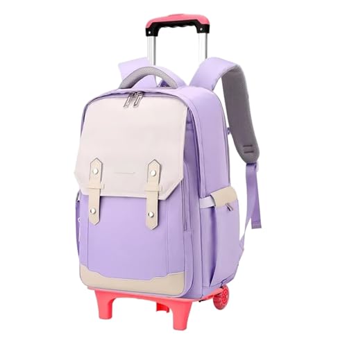 WLIHDB Mochila con Ruedas Mochila con Ruedas for la Escuela, Mochilas Escolares for niñas, for Mujeres para Hombre Y Mujer(Purple,6 Wheels)