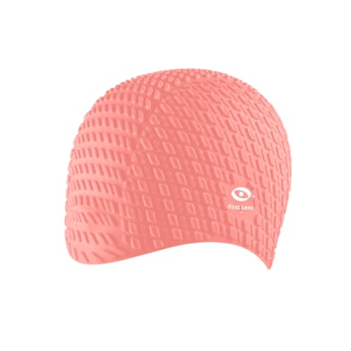 Image of First Lens Squre Swimming Cap for Men & Women - Peach - SC13