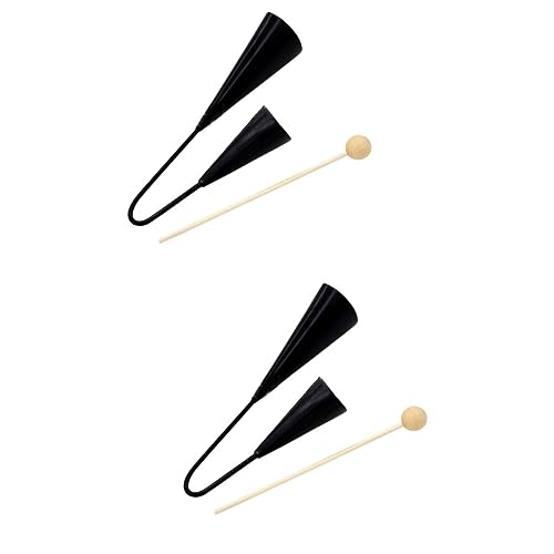 Milisten 2pcs cowbell classroom two Tone bell Cowbell Beater orff musical instruments Handheld Latin bell metal bells percussion cowbell drum cow bells metal trim Wooden metal clock wedding