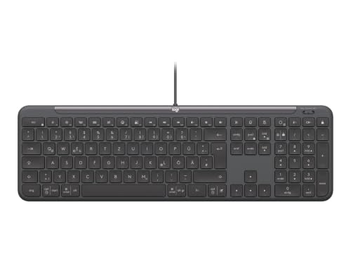 Logitech Signature Slim Wired K620 for Business, Clavier de Taille Standard, USB-C prĂŞt Ă l'emploi, Style Ordinateur Portable, Windows/Mac/Chrome/PC/Ordinateurs Portables - Graphite - QWERTZ