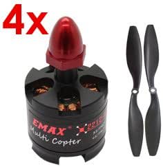 4x Emax MT2213 Brushless Motor 935kv 3S 11,1V Quadrocopter Set inkl. Propeller