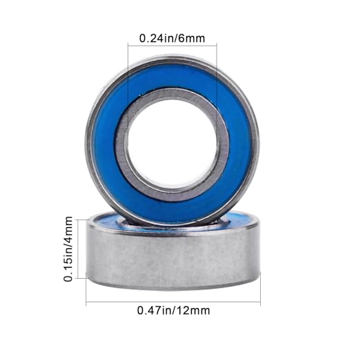 Image of 10pcs MR126-2RS Ball Bearings - Miniature Deep Groove Ball Bearing Double Blue Rubber Sealed Chrome Steel for RC Cars /Planes /Drone /Robotics and Small Electric Motors(6x12x4mm)