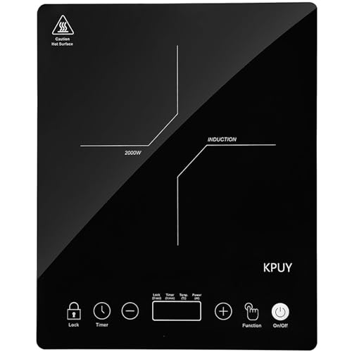 KPUY Placa de Inducción Portátil, 2000W, 19 Niveles de Potencia/21 Niveles de Temperatura -...