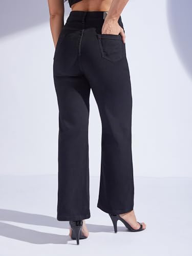 Image of Miss Chase Women's Wide-Leg High-Rise Regular-Length Stretchable Shaping Denim Jeans