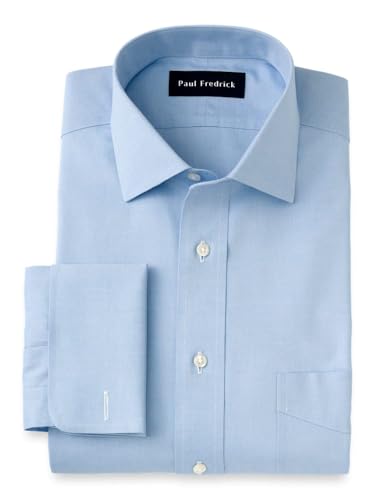 Paul Fredrick Men's Non-Iron Cotton Pinpoint Spread Collar Dress Shirt