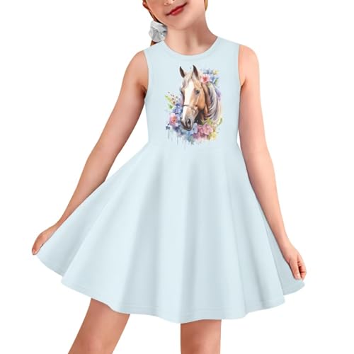 Girls Summer Dress Sleeveless Swing Skater Dresses Casual Funny Print Cute Outfits Party