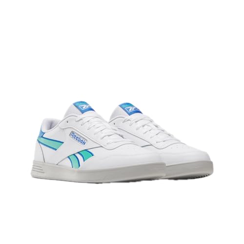 Reebok Unisex Court Advance Sneaker, White/Kinetic Blue/Unleashed Green, 11 Women/9.5 Men