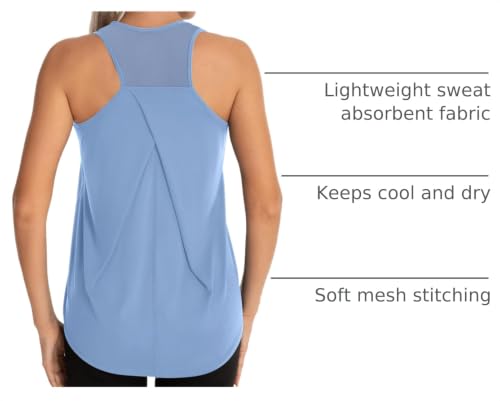 Image of Aeuui Womens Workout Tops for Women Racerback Tank Tops | Sleeveless, Crew Neck, Mesh Back, Lightweight, Breathable, Stretchy, Soft, Moisture Wicking, Yoga Athletic Running Gym Shirts