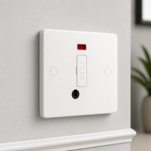 Unswitched Fused Spur Connection Unit with Flex Outlet Double Pole Raised and Slim Profile Round Edges White 13A NBN55