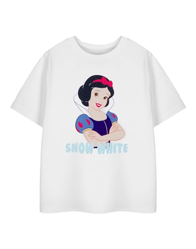 Disney Princess Snow White Girls Short-Sleeved Graphic Tee | White T-Shirt for Kids Snow White Character Shirt | Childrens Short-Sleeve Apparel | Princess Movie Merchandise Gift