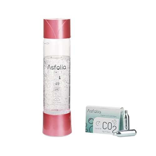 Asfolia Portable Sparkling Water Maker MapleLeaf Soda Maker Machine?500ml Carbonating Bottle?10 pcs CO2 Cylinders?Bottom-Carbonation Design Compact and Stylish, Perfect for Home or Travel (Pink)