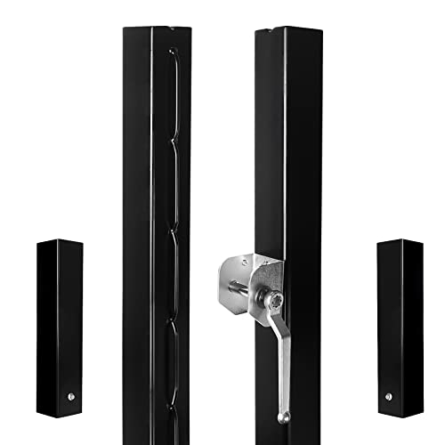 Aoneky Permanent Pickleball Net Posts Set, 2 Square Steel Posts with Ground Sleeves, 800LB Reel Hand Crank System, Powder Coated for Outdoor, Indoor Court