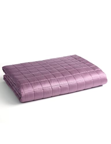 Image of YnM Cooling Weighted Blanket for Adults, 15lbs Heavy Bed Throw for One Person of 140lbs, Perfect for Hot Sleepers or Warm Climates with Rayon /Glass Beads(60x80 Inches, Queen Bed, Fuchsia Purple)