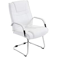 CLP Silla Cantiléver Attila Tapizada En Cuero Sintético & con Base De Metal I Silla Conferencia con Reposabrazos, Color:Blanco