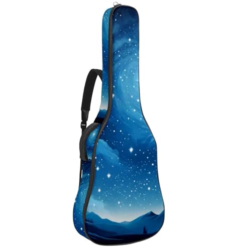 Sac pour guitare acoustique bleu étoilé idéal pour trajets et cours de musique