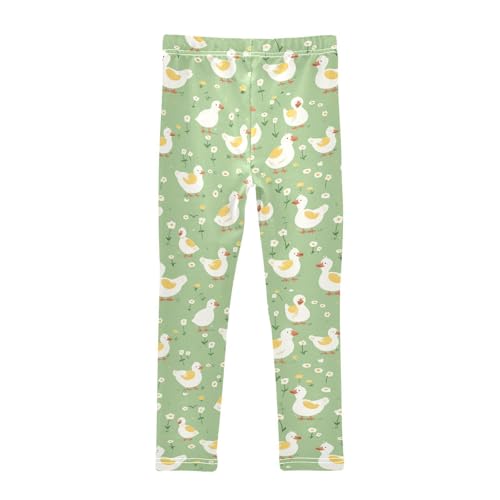 Cartoon Ducks Girls' Leggings Toddler Doodles Cute Kids Yoga Pants Dance Active Tights 4T2