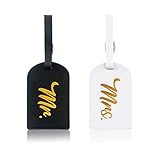 Etiquetas de equipaje para parejas, regalo personalizado de novia, fuentes de estampado en caliente con las palabras Mr o Mrs. Juntos, forman un conjunto de dos etiquetas. Esto hará que sea un regalo más distintivo y memorable. Regalos de boda conmovedores, artículos seleccionados que recordarán a tus damas de honor la diversión y el amor compartidos durante este momento especial.