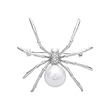 Abitoncc Spider Brooches Pins Cz Micro-Inlaid Zircon Artificial Pearls Metal Halloween Party Decorat
