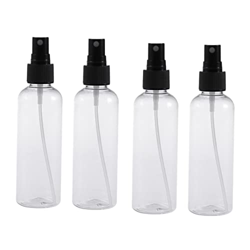 MERRYHAPY Spruzzatore Vuoto in Plastica 100ml Ricaricabile Piccolo Set 4 Pezzi Trasparente Con Spruzzatore Nero Per Trucco Viaggio e Uso Portatile Con Tappo Nebulizzatore a Nebbia Fine