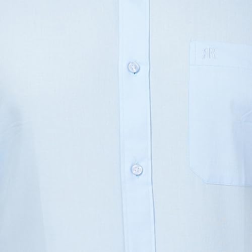 Image of Raymond Men Contemporary Fit Solid Pattern Pure Cotton Semi Cutaway Collar Half Sleeve Formal Shirt