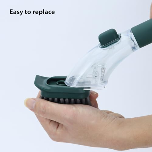 Image of DAPOWER Dish Brush Refill Head, Replaceable Nylon Bristles Brush Heads - 2 Pack (Dark Green)