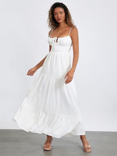 Image of Womens Y2k Long Dress Spaghetti Strap Low Cut Dress Casual Backless Flowy Maxi Dress Clubwear