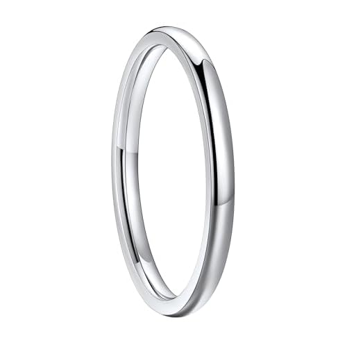 FaithHeart Band Rings 2/4/6/8 mm Width Stainless Steel/18K Gold Plated Polished Wedding Bands for Men Woman Personalized Customizable Gifts 2mm-Silver 11