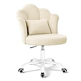 BestGlory Petal Vanity Chair with Wheels, 3.15' Extra Thick Comfy Makeup Chair, Adjustable Modern Swivel Armless Desk Chair for Girls Women, Aesthetic Small Office Chair for Bedroom Dorm