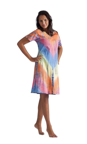 Image of LA CERA Women's Casual Cotton Knit Summer Dress, A-Line Hem, Scoop Neckline, Short Sleeves with Side Pockets