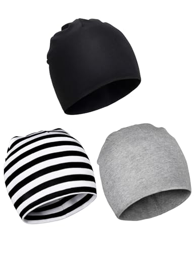 Becellen 3 Stück Baumwolle Baby Mütze, Feinstrick Kleine Kinderbeanie...