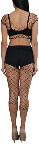 Image of ToBeInStyle Women's Spandex Multi Net Fishnet Set Rave Novelty Party Crop Top & Tights