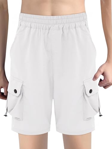 FEESHOW Kids Boys Pull On Quick-Dry Lightweight Cargo Shorts Outdoor Gym Sports Running Hiking Shorts with Pockets