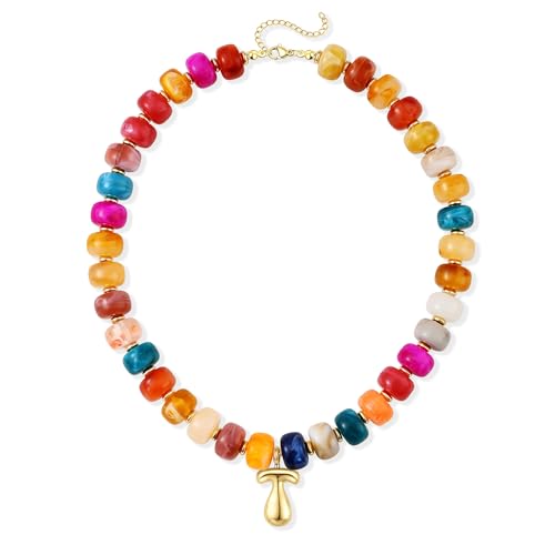 Collier de perles en résine colorée et finition initiale de haute qualité pour femme
