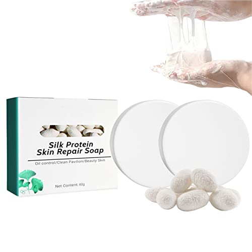 2PCS Silk-ferm Protein White-ning Soap, Collagen Milk White-ning Soap - Deep White-ning Skin Goat Milk Soap Moisturizing Rejuvenation, Firm &amp;
