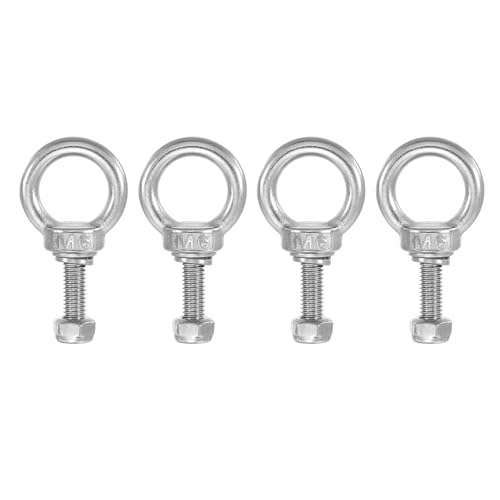 アイボルト M6 ボルト ねじ長さ20mm 304ステンレス鋼製外ネジ 六角ねじ ナット ガスケット 平ワッシャー付き 吊り下げ固定チェーン ワイヤーロープ用 4セット