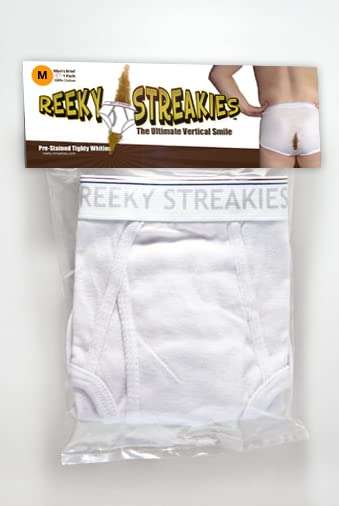 PRE-STAINED Tighty Whities - RIP N SNIFF included, Men's Briefs Underwear, Gag Gift Underwear > REEK INCLUDED3