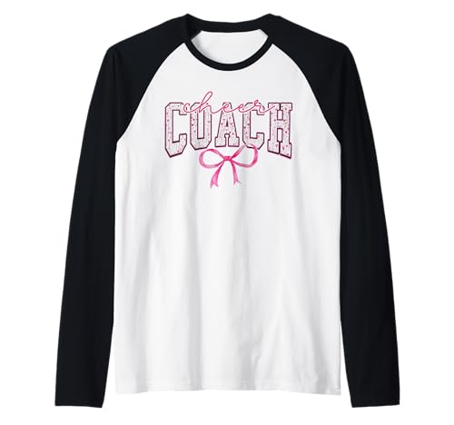 Cheer Coach Flower Coquette Bow Cheerleader Cheerleading Raglan Baseball Tee
