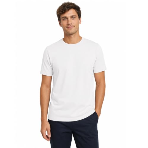 Image of 100% Cotton Premium Crew Neck T-Shirt, Classic Tee for Men Short Sleeve | No Poking Labels, Ultra-Soft, Breathable, Everyday Essential, All Day Active Wear