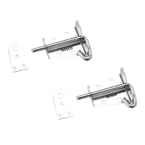 BOSCO® Locking Bolt Set of 2 | Heavy Duty Tower Bolt Latch Lock for Door, Window, Bathroom, Kitchen, Home & Office | MS Chrome Finish | Easy to Install | Premium Door Fittings