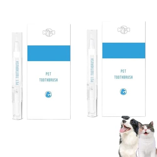 Ouizaro ペット用歯ブラシペン 犬用歯ブラシ 犬用歯石リムーバー 天然植物性物質-ペットの歯の修復キット 犬の歯磨きキット 犬の歯のケア 猫/犬の歯のホワイトニング&クリーニング(2個)