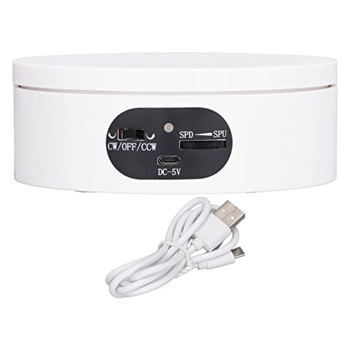 Jerliflyer White Motorized 360 Degree Rotating Display Stand 5.5lb Load Capacity Turntable (12cm)
