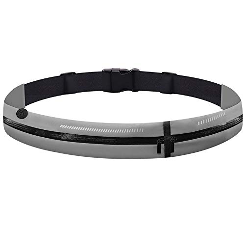 GothicBride riñonera Running Deportiva Impermeable Bolsillos con Cierre Cremallera Tiras Reflectante (Gris)